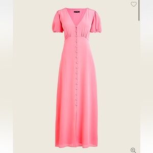 J. Crew Silk Puff Sleeve Pink Maxi Dress 4